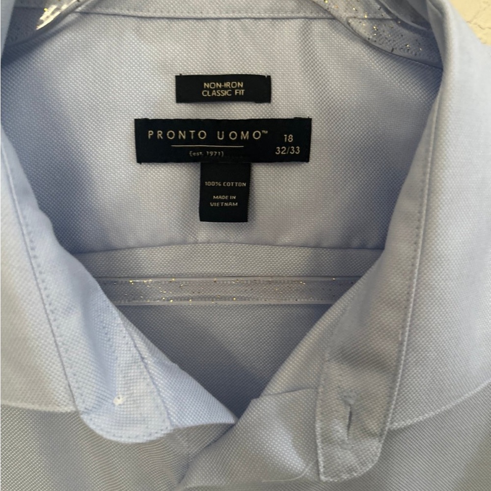 Pronto Uomo‎ Classic Fit Non-Iron 100% Cotton Check Dress Shirt 18 32/33